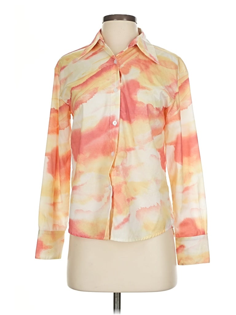 Pre-owned Kourt Long Sleeve Blouse In Orange