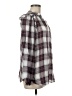 Ann Taylor LOFT 100% Lyocell Plaid Silver Burgundy Long Sleeve Blouse Size M - photo 4