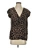 Joie 100% Silk Animal Print Brown Short Sleeve Silk Top Size S - photo 1
