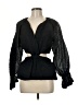 Something Navy Black Long Sleeve Blouse Size M - photo 1