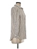 Max Studio 100% Rayon Stripes Ivory Long Sleeve Blouse Size M - photo 4
