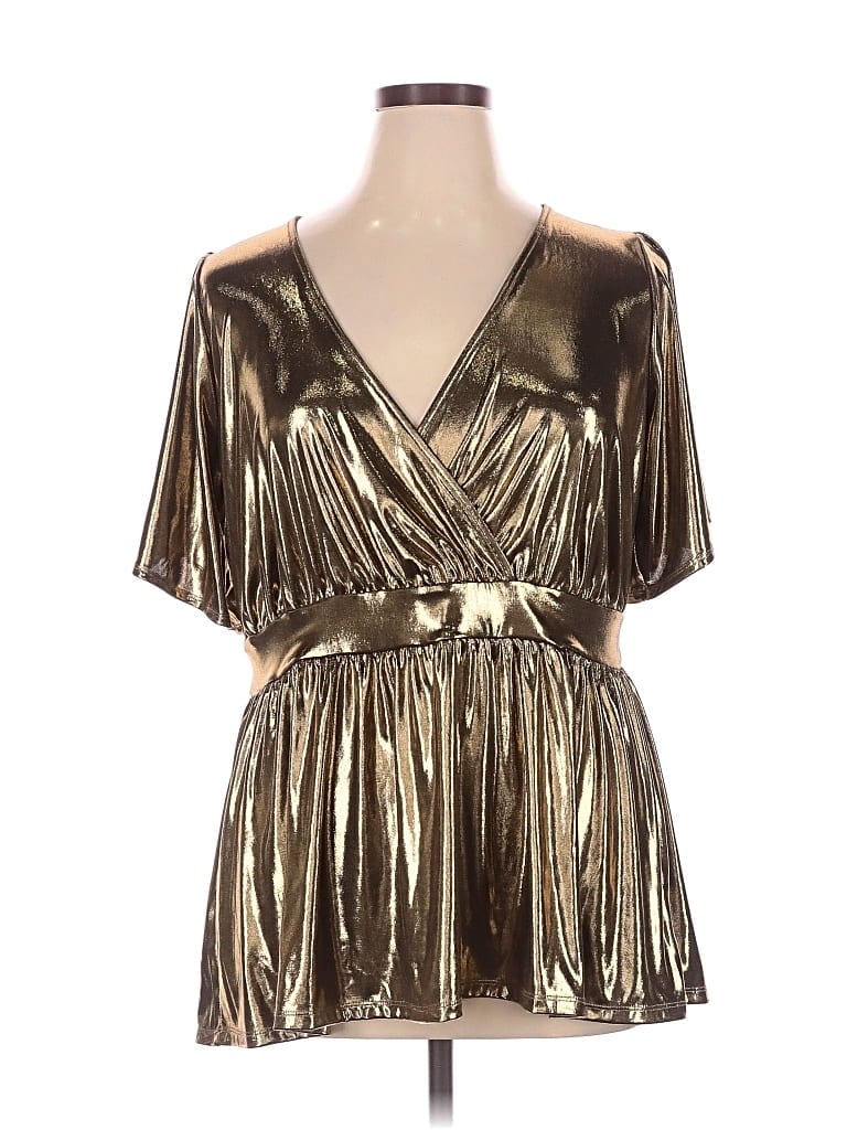 Torrid Short Sleeve Top Gold Cold Shoulder Neckline Tops