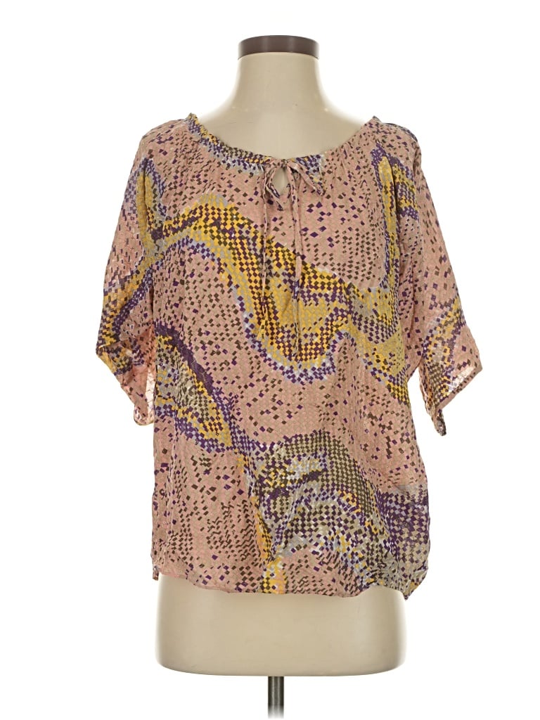 Pre-owned Parker 3/4 Sleeve Blouse In Gold