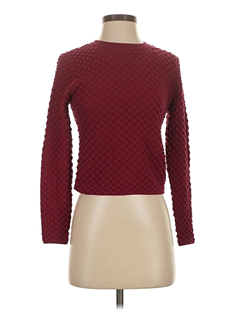 Pre-owned Lucy Paris Long Sleeve Top Burgundy Turtleneck Tops