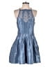 Free People 100% Polyester Metallic Solid Blue Romper Size 8 - photo 1