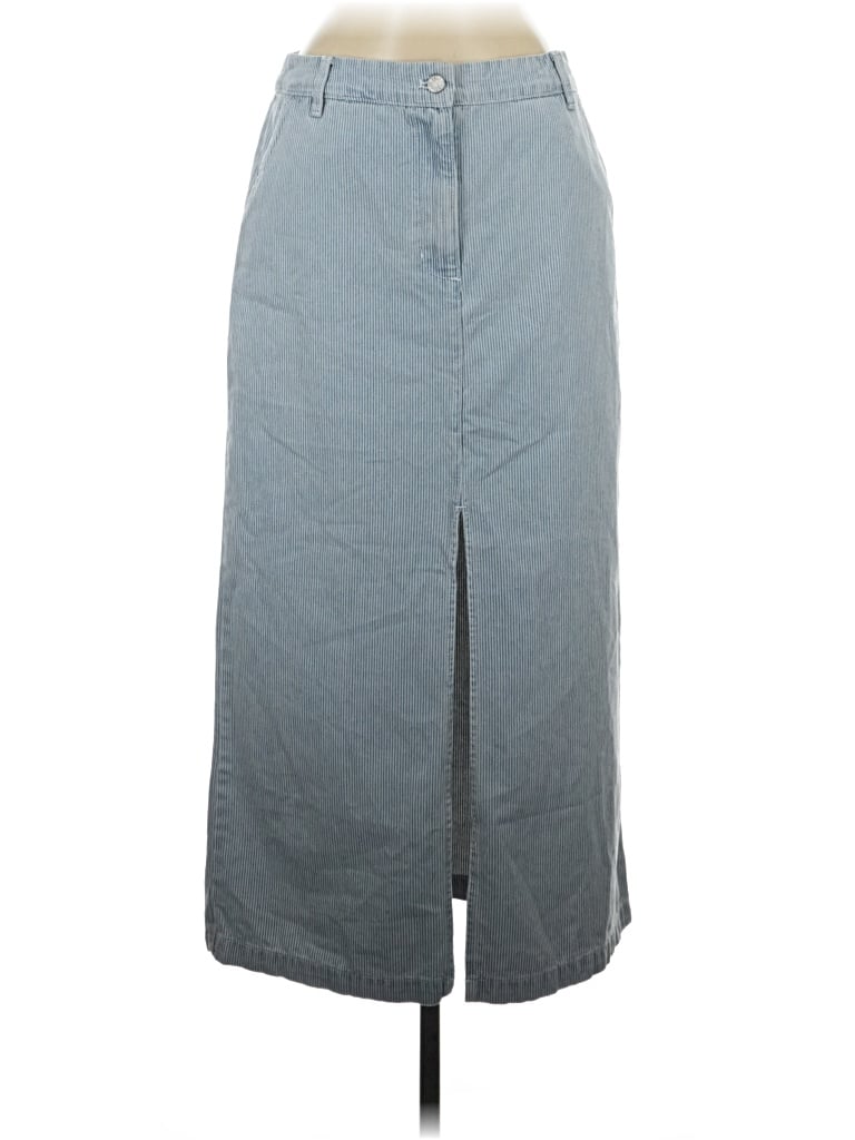 Pre-owned Self Contrast Denim Skirt In Gray