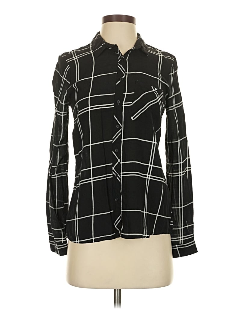 Pre-owned Pull & Bear Long Sleeve Blouse In Black