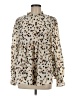 Shein Animal Print Ivory Long Sleeve Blouse Size 6 - photo 1