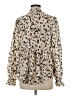 Shein Animal Print Ivory Long Sleeve Blouse Size 6 - photo 2
