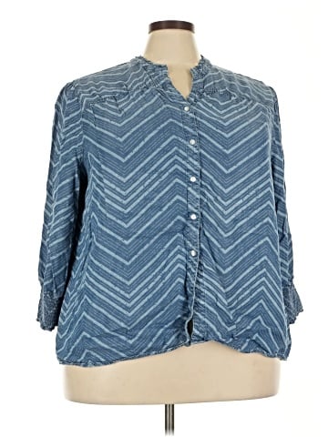 Cato 3/4 Sleeve Button-Down Shirt (view 1)