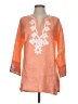 Barbara Gerwit 100% Linen Orange 3/4 Sleeve Blouse Size S - photo 1