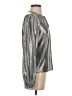 Ann Taylor LOFT 100% Polyester Metallic Silver Long Sleeve Blouse Size XS - photo 4
