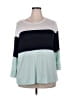 Mix by 41 Hawthorn Color Block Teal Pullover Sweater Size 2X - photo 1