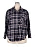 Torrid 100% Cotton Plaid Gray Long Sleeve Button-Down Shirt Size 2X Plus (2) - photo 1