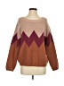 Kori America 100% Acrylic Chevron-herringbone Brown Pullover Sweater Size S - photo 1