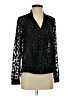Jennifer Lopez 100% Polyester Animal Print Black Long Sleeve Blouse Size S - photo 1