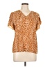 Shein 100% Polyester Animal Print Brown Short Sleeve Blouse Size L - photo 1