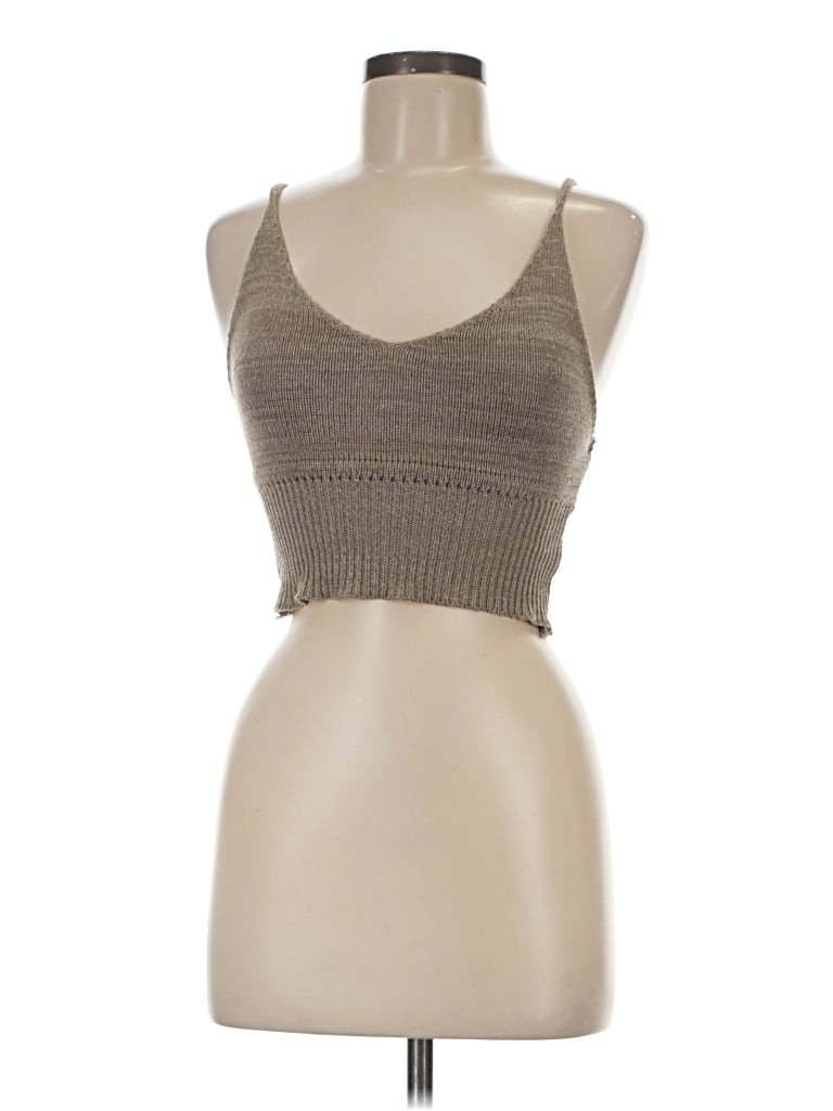 Pre-owned Début Sleeveless Top Gray Halter Neckline Tops