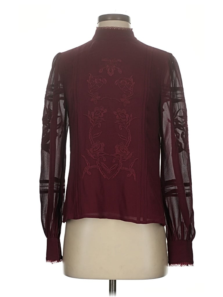 Pre-owned Reformation Long Sleeve Blouse In Burgundy