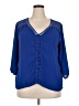 Xhilaration 100% Polyester Blue 3/4 Sleeve Blouse Size XXL - photo 1