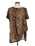 Crazy Train Animal Print Brown Short Sleeve Blouse Size M - photo 1