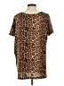Crazy Train Animal Print Brown Short Sleeve Blouse Size M - photo 2