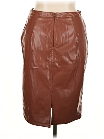 Kate Kasin Faux Leather Skirt (view 2)