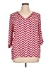 Kiara 100% Polyester Chevron-herringbone Red 3/4 Sleeve Blouse Size XL - photo 1