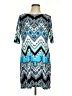 Studio One Print Blue Casual Dress Size L (petite) - photo 1
