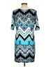 Studio One Print Blue Casual Dress Size L (petite) - photo 2