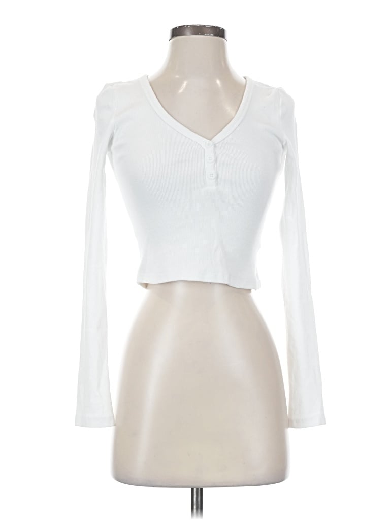 Pre-owned Edikted Long Sleeve Top White Sweetheart Neckline Tops