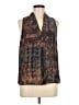 Ecru 100% Silk Tweed Black Sleeveless Silk Top Size M - photo 1