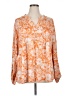 White Mark Floral Orange Long Sleeve Blouse Size XL - photo 1