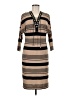 Madison Leigh Stripes Tan Casual Dress Size 8 - photo 1