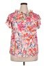 Unbranded Floral Pink Short Sleeve Blouse Size XXL (estimated) - photo 1