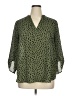 Lush 100% Polyester Animal Print Green 3/4 Sleeve Blouse Size 1X - photo 1