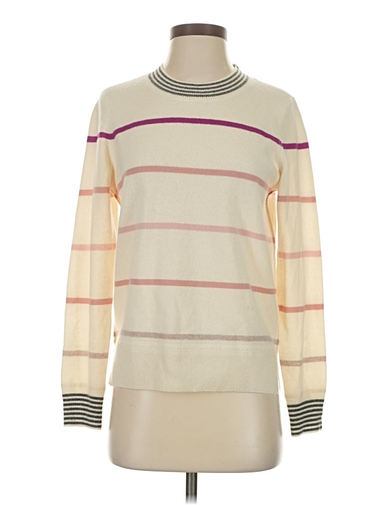 Pre-owned Splendid Cashmere Pullover Sweater In White