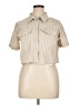 Rampage Stripes Tan Short Sleeve Blouse Size XL - photo 1