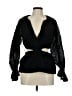 Something Navy Black Long Sleeve Blouse Size M - photo 1