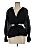 Something Navy Black Long Sleeve Blouse Size M - photo 1