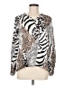 Shein 100% Polyester Animal Print Silver Long Sleeve Blouse Size 6 - photo 1