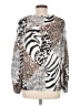 Shein 100% Polyester Animal Print Silver Long Sleeve Blouse Size 6 - photo 2