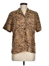 Notations 100% Polyester Animal Print Brown Short Sleeve Blouse Size M - photo 1