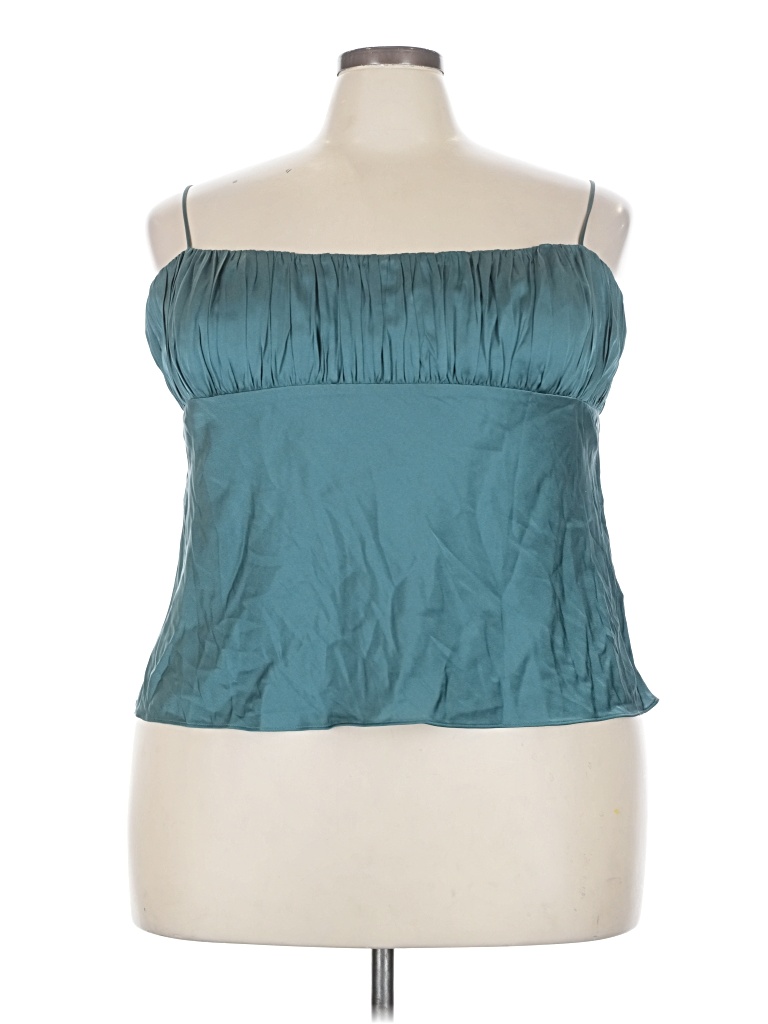Pre-owned Jcrew Sleeveless Silk Top Teal Strapless Neckline Tops In Blue