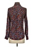 Express 100% Polyester Floral Burgundy Long Sleeve Blouse Size XS - photo 2