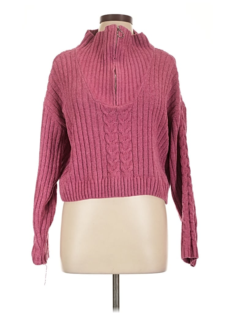 Pre-owned No Comment Turtleneck Sweater In Pink