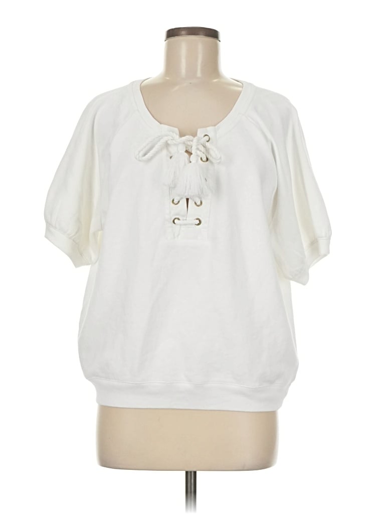 Pre-owned Jcrew Short Sleeve Blouse In Ivory