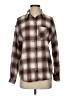 Just Polly Plaid Brown Long Sleeve Blouse Size S - photo 1