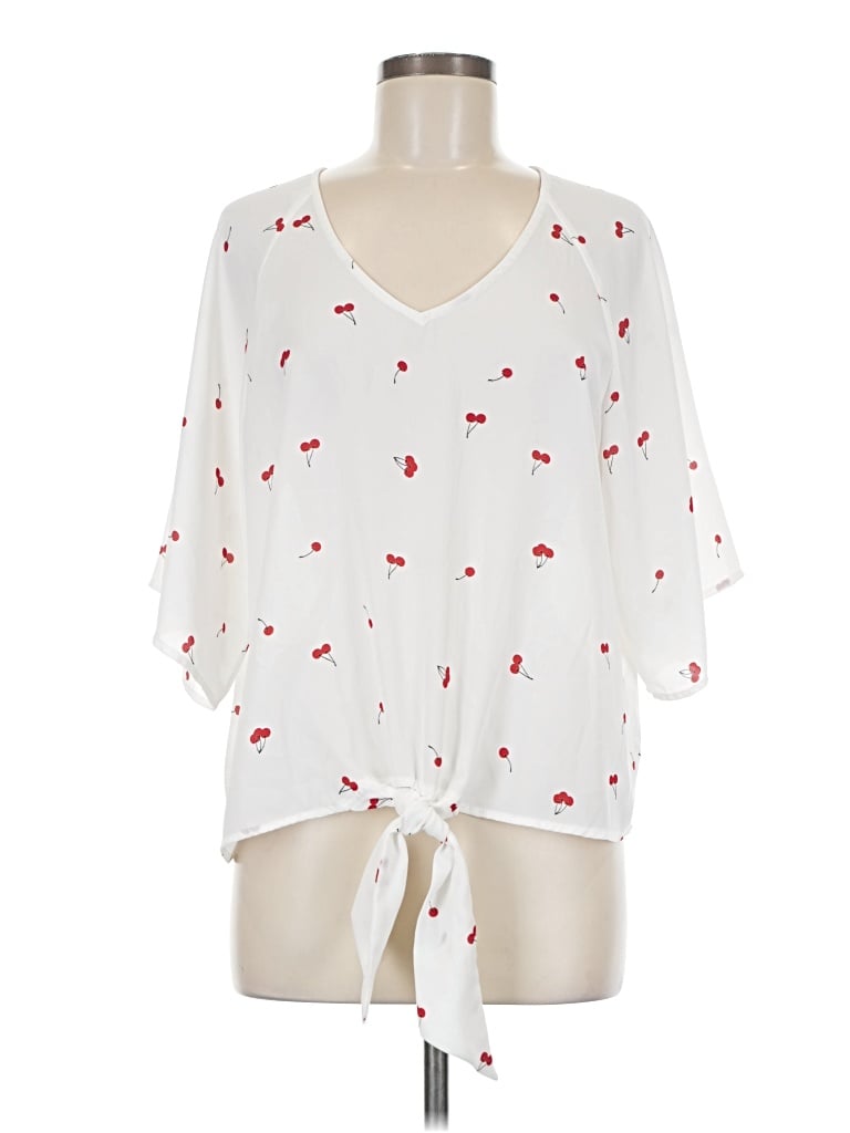 Pre-owned Como Vintage 3/4 Sleeve Blouse In White