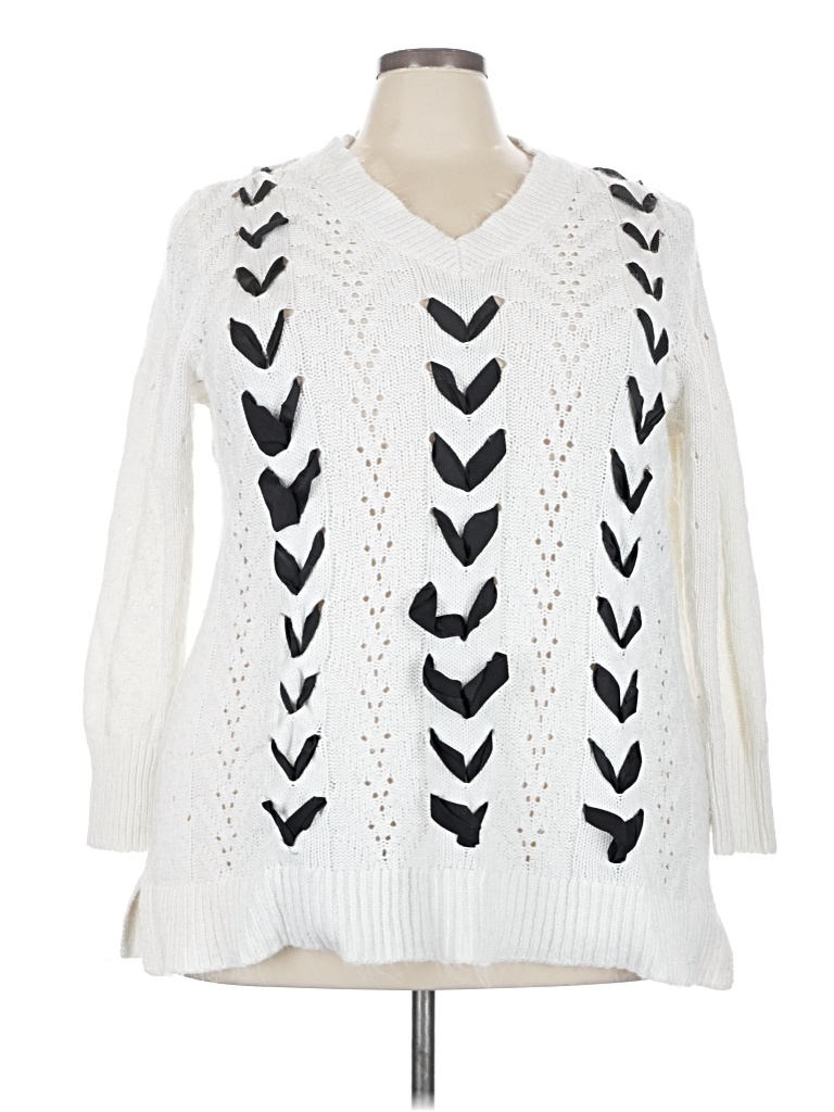 Pre-owned Lane Bryant Pullover Sweater In White